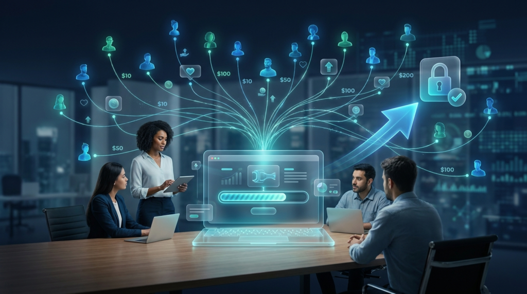 Startup founders presenting an equity crowdfunding opportunity to online investors